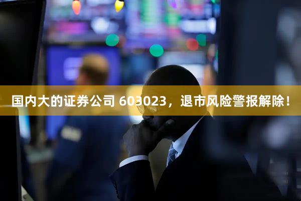 国内大的证券公司 603023，退市风险警报解除！
